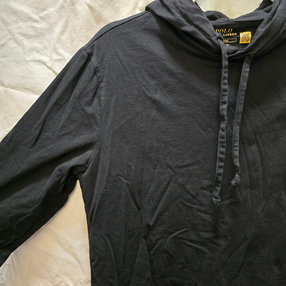 Polo Ralph Lauren Jersey Hooded T-shirt in black long sleeve hooded men's medium - Picture 4 of 10
